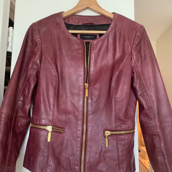 Leather jacket -burgundy - Picture 1 of 2